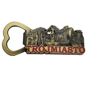 Poland Fridge Magnet Souvenir Sopot Gdansk‎ Gdynia Bottle Beer Cap Opener Metal